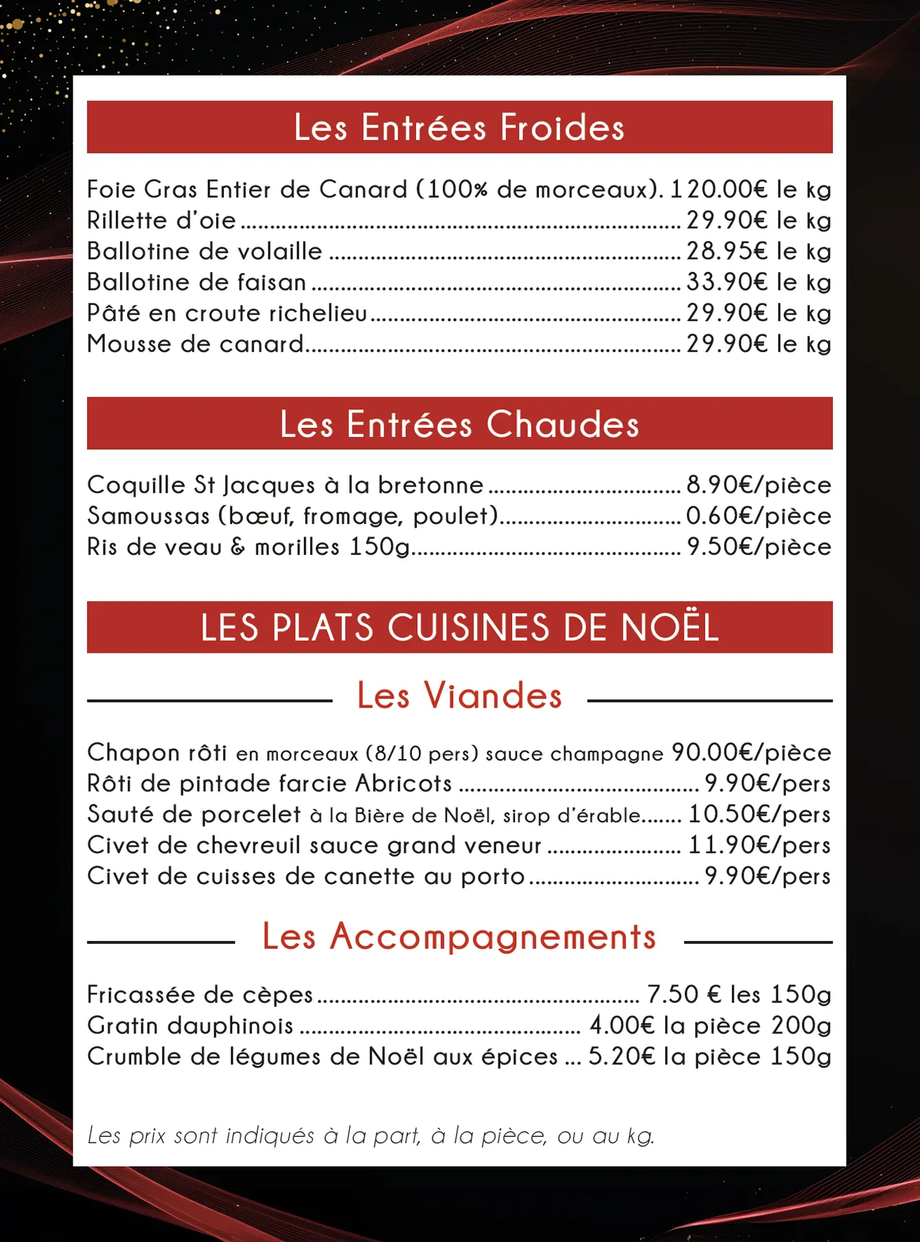 reunion des saveurs commandes noel entree plat 2025